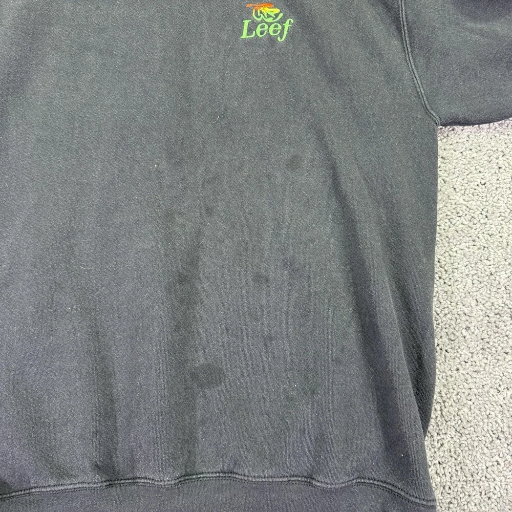 Lee Sweatshirt Mens Large Gray Heavyweight Fleece Pullover Leef Logo Crew Neck